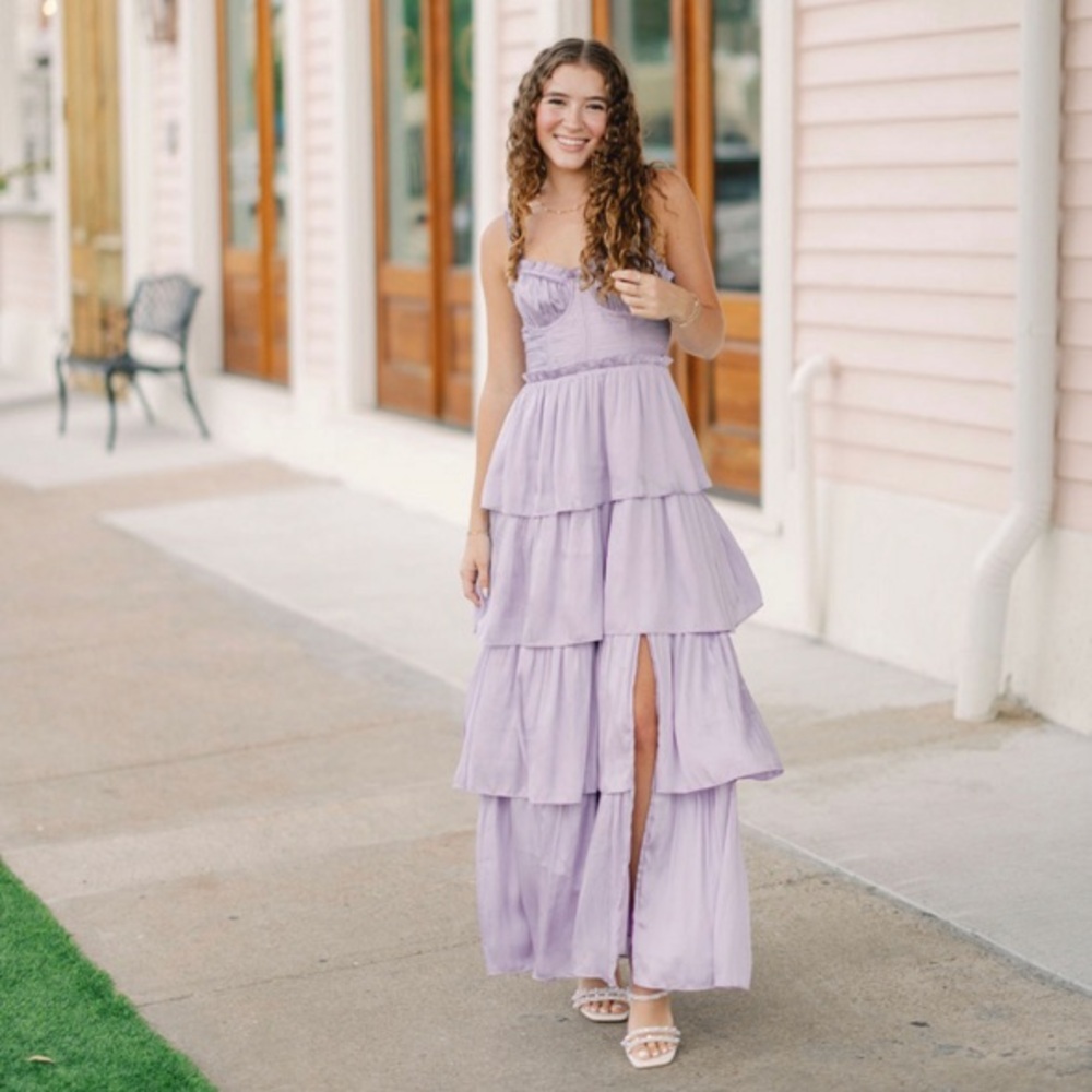 Astr Lavender Tiered Maxi Dress